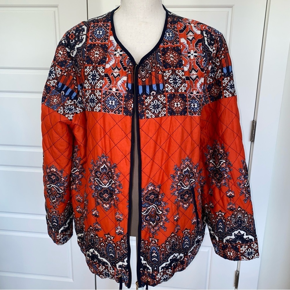 Ruby Rd Orange Lightly Quilted Jacket with Geomet… - image 12